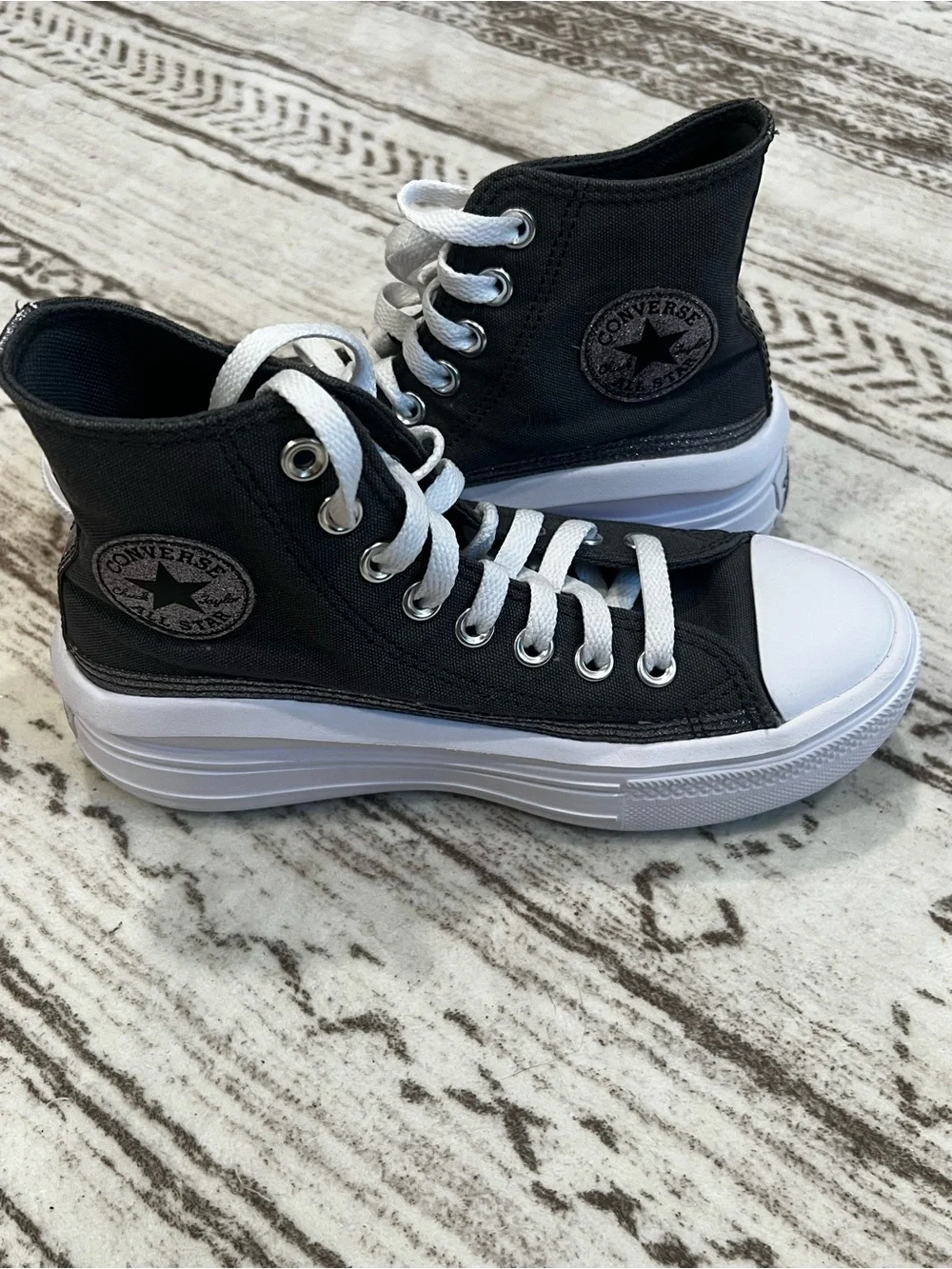 Converse Kids Black and White High-Top Platform Sneakers